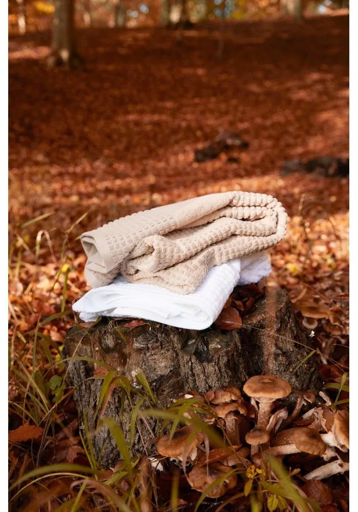 Fehér frottír bio pamut fürdőlepedő 70x140 cm Check – JUNA