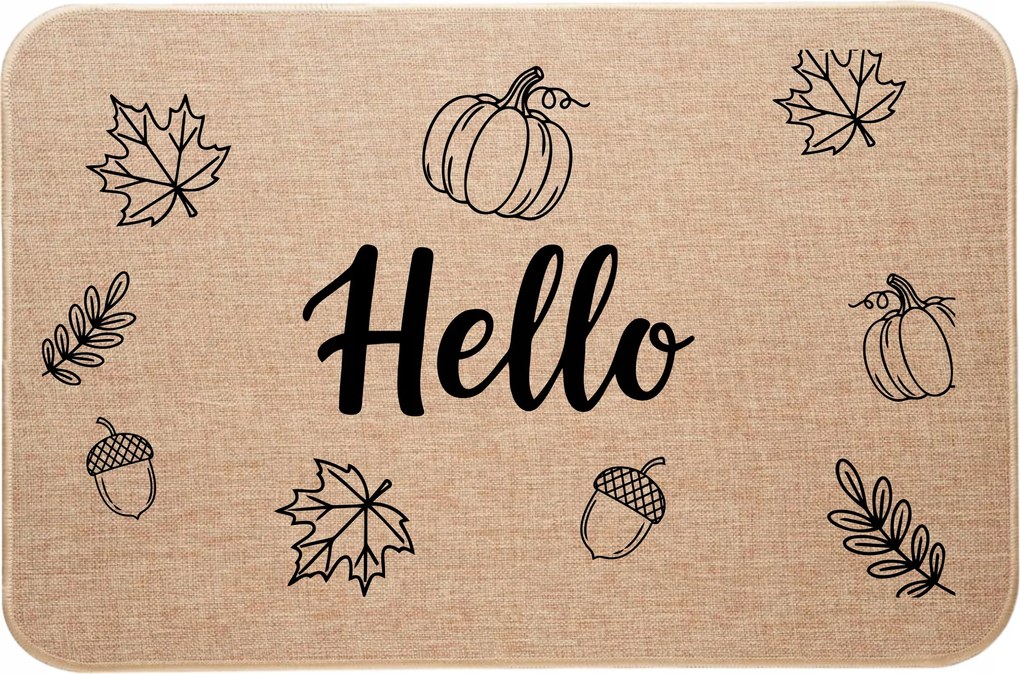 Lábtörlő lenvászonból Őszi Hello Welcome nyomtatás