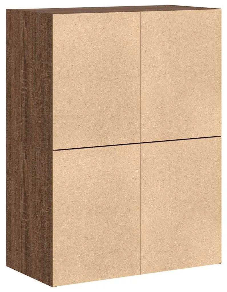 2 db barna tölgy szerelt fa szekrény 2 fiókkal 60 x 31 x 40 cm