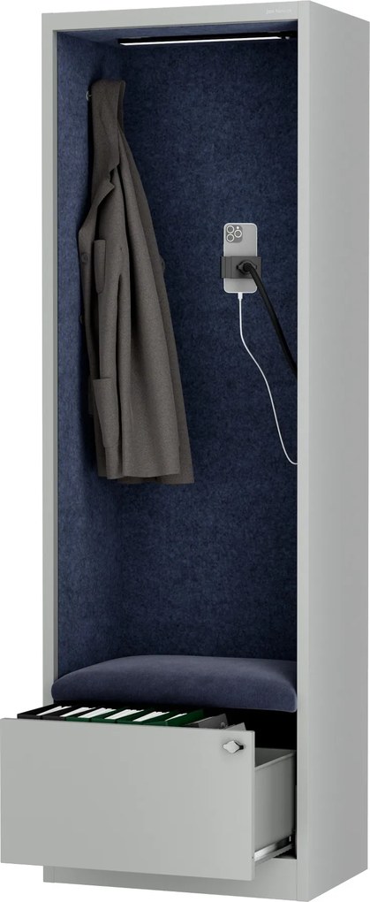 Sally 600mm korpus Szary - siedzisko Granatowy