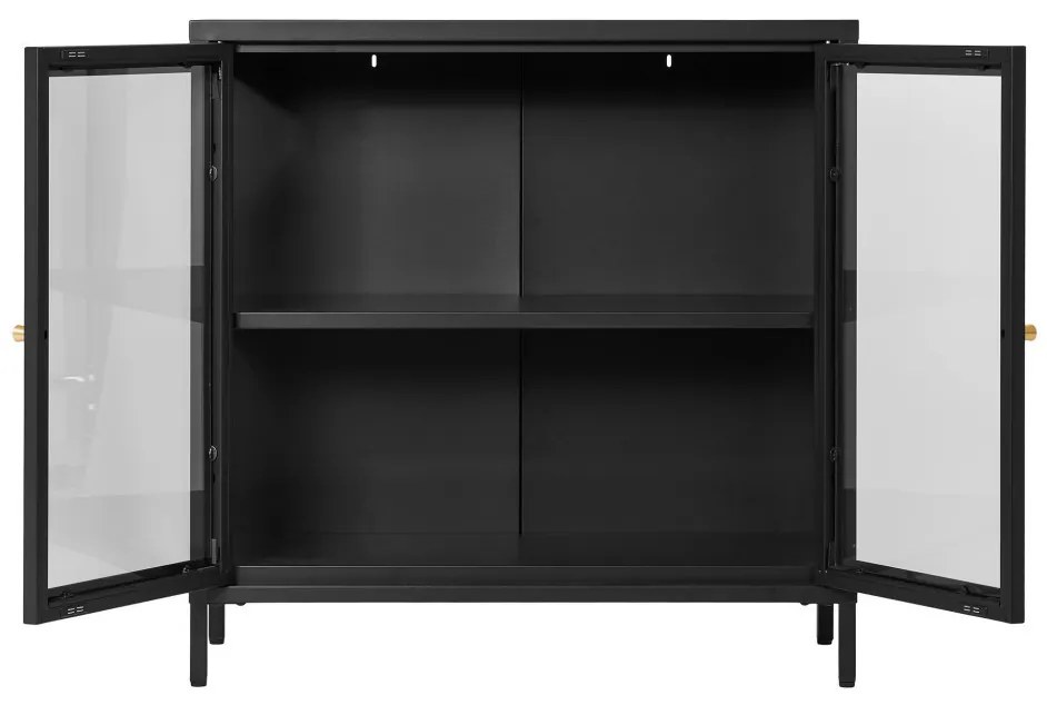 Dalby vitrines komód, 2 ajtó, acél, fekete 80x35x80 cm