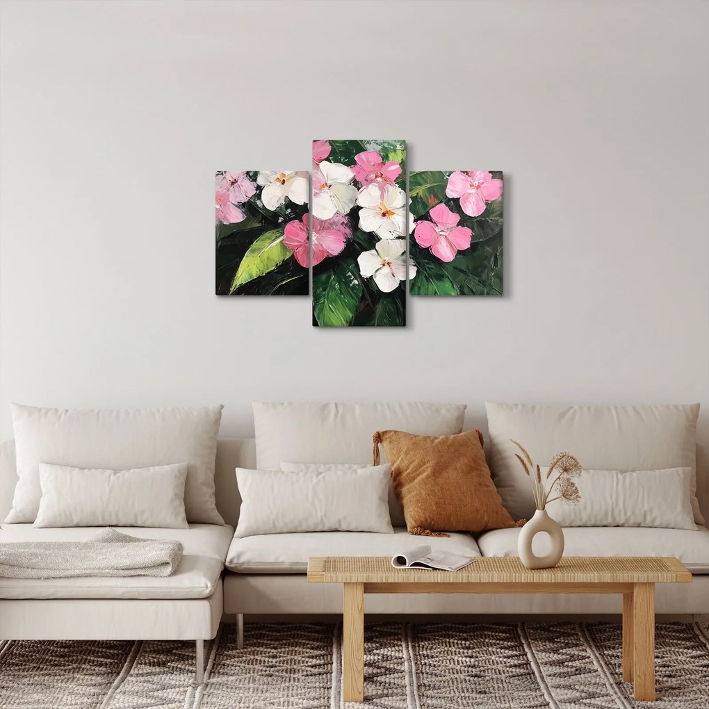 Kép - Rózsaszín és fehér virágok (90x60 cm)