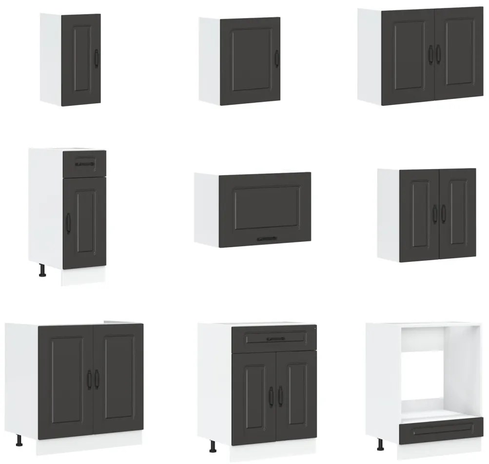 Konyhaszekrény Kalmar 2 pcs Fekete 80 x 46 x 81.5 cm Faanyag