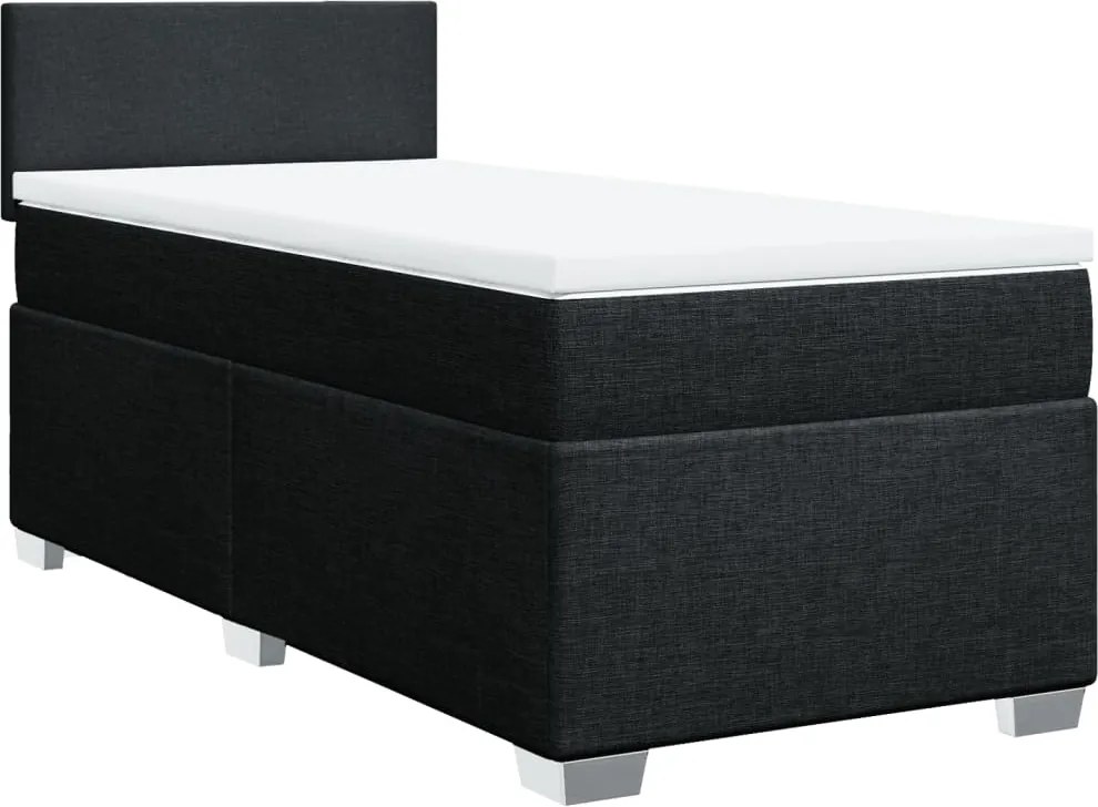 vidaXL fekete szövet rugós ágy matraccal 90x200 cm