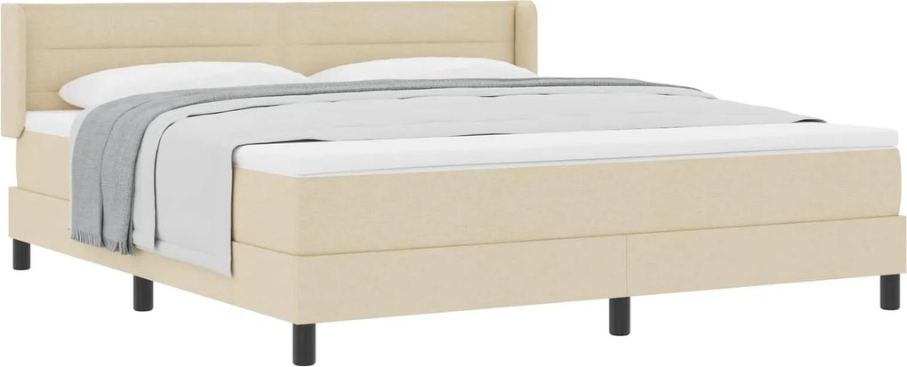 vidaXL Boxrugós ágy matracmal fejtámlával Krém 200 x 180 cm Poliészter