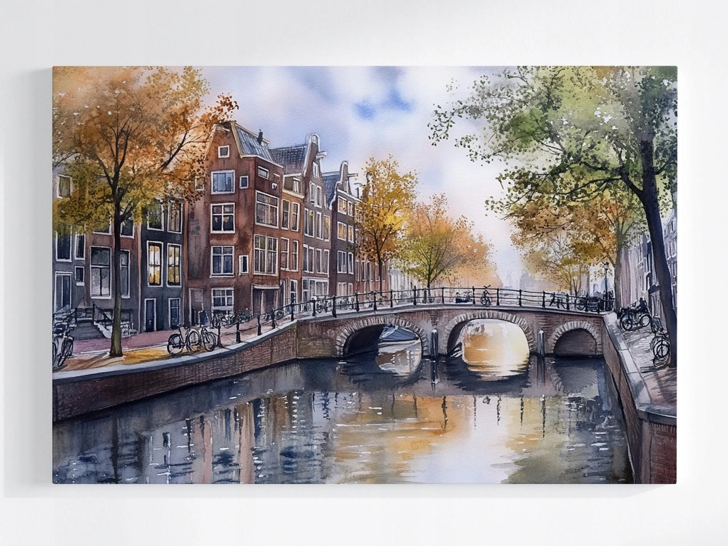 Poszter Város Amszterdam Bérházak Építészet Híd 60x40