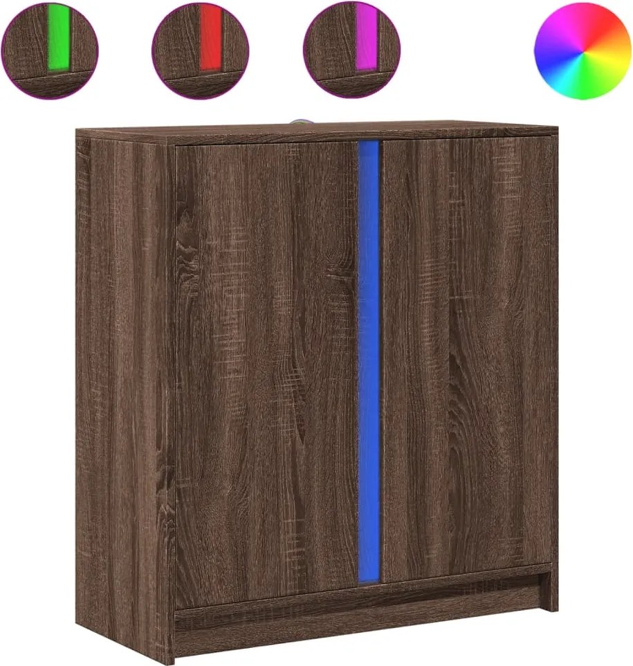 vidaXL barna tölgy színű szerelt fa tálalószekrény LED-del 77x34x85 cm