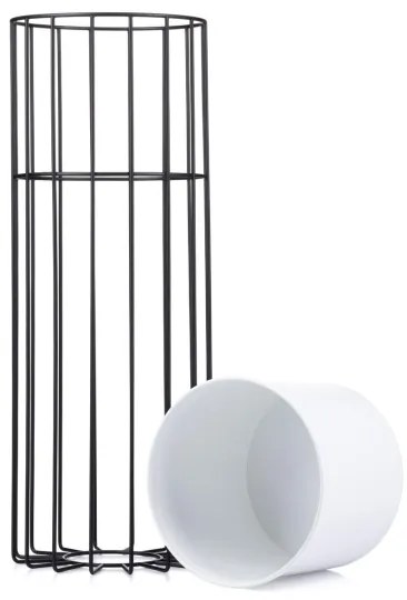 Fém virágcserép LOFT 55x20 cm fekete/fehér