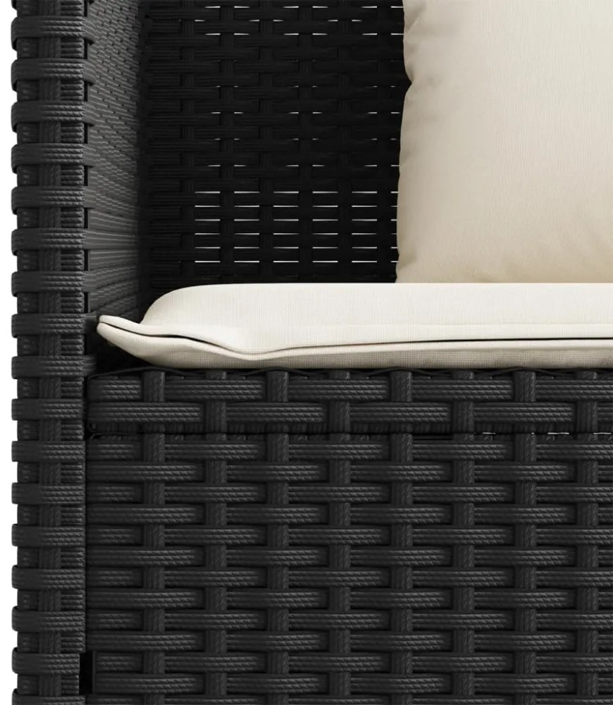 fekete polyrattan kerti pad párnával