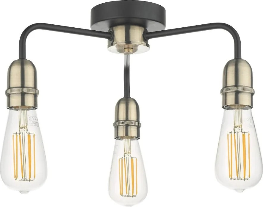 Dar Lighting loft mennyezeti lámpa kiefer antik sárgaréz matt fekete darkie5322