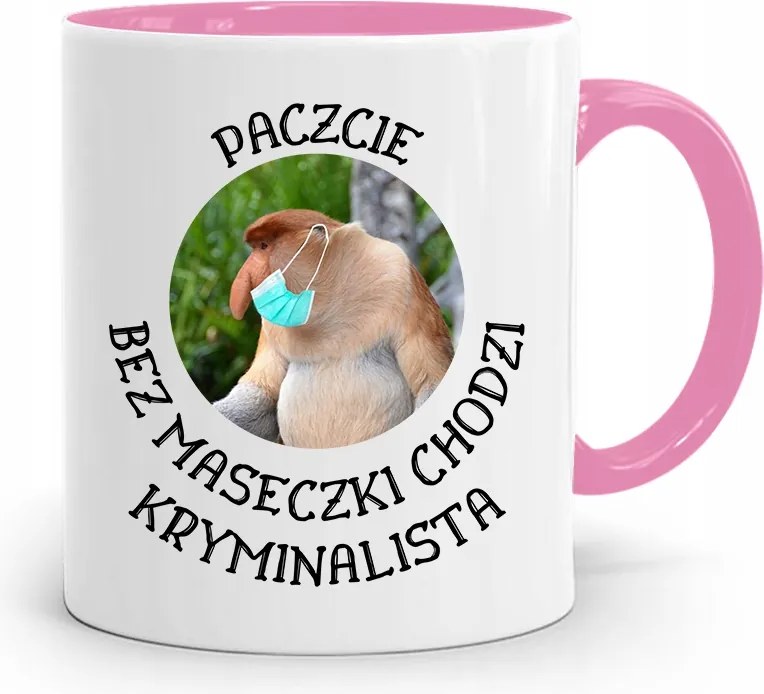 Rózsaszín Bögre Hordozó Janusz Pacsuli Arcmaszk Nélkül, fényképes nyomtatással