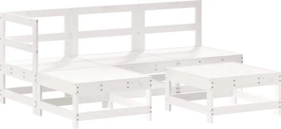 vidaXL 5 részes fehér tömör fenyőfa kerti pihenőgarnitúra