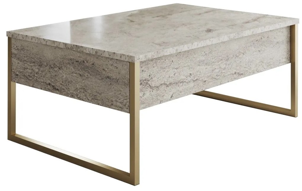 Dohányzóasztal Luxe - Travertine, Gold