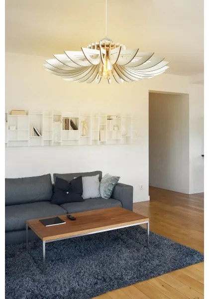 Csillár zsinóron 1xE27/60W/230V fehér átm. 52 cm