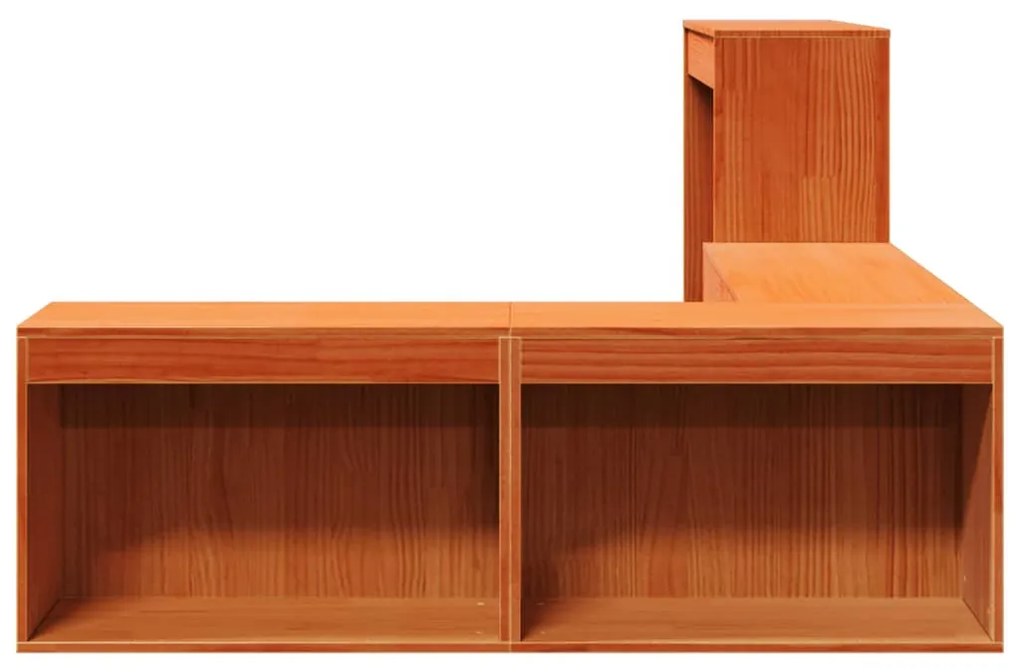 Viaszbarna tömör fenyőfa éjjeliszekrény asztallal 232x112x75 cm