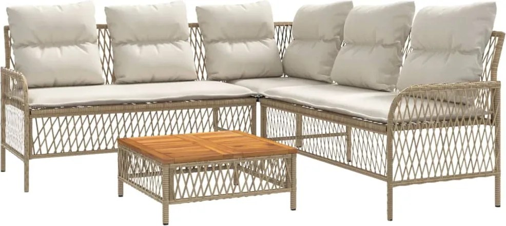 vidaXL 2 részes bézs polyrattan kerti ülőgarnitúra párnákkal