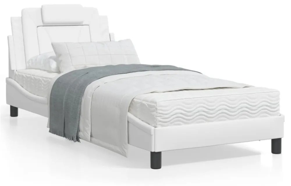 fehér műbőr ágykeret Viana matrac nélkül 90x190 cm