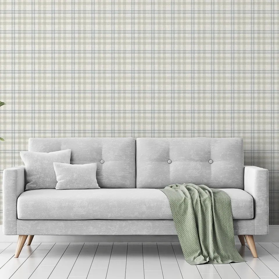 Arthouse Signature 2 Countryside Check bézs-kék kockás vinyl tapéta – 294606