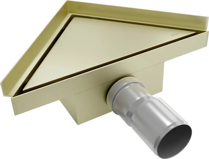 Mexen Flat-T M13 háromszögletű padlóösszefolyó 20 x 20 cm, arany szálcsiszolt - 1A10320
