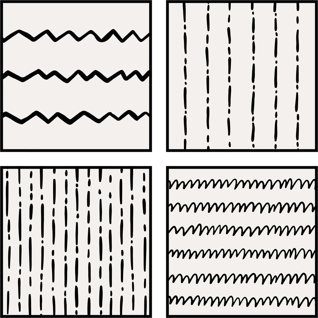 Négyzet alakú poszter vonalak geometria 4x 30x30cm