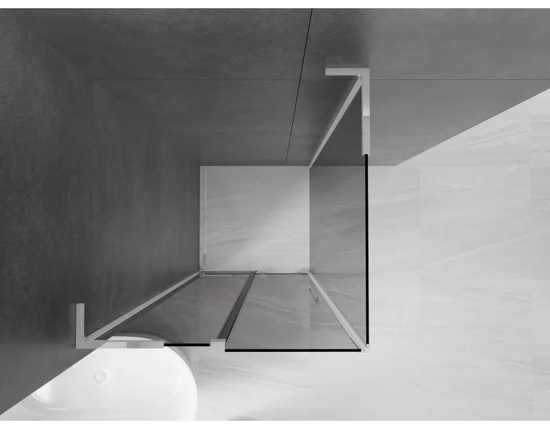 Mexen Velar L, zuhanykabin tolóajtóval 120 x 120 cm, 8mm szürke üveg, króm, 871-120-120-43-01