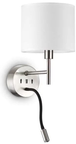 Ideal Lux - LED Flexib. lámpa tartóval SET UP 1xE27/42W+LED/3W/230V USB króm