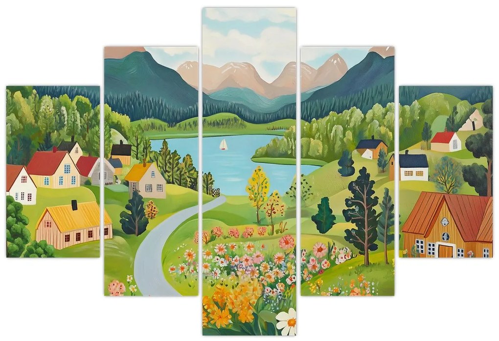 Kép - Falu a hegyekben (150x105 cm)