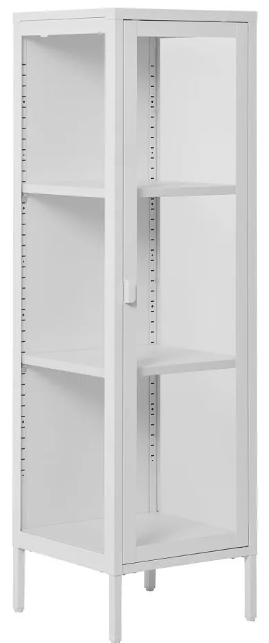 Brisbane keskeny vitrin, 1 üvegajtó, acél, fehér 40x35x140 cm