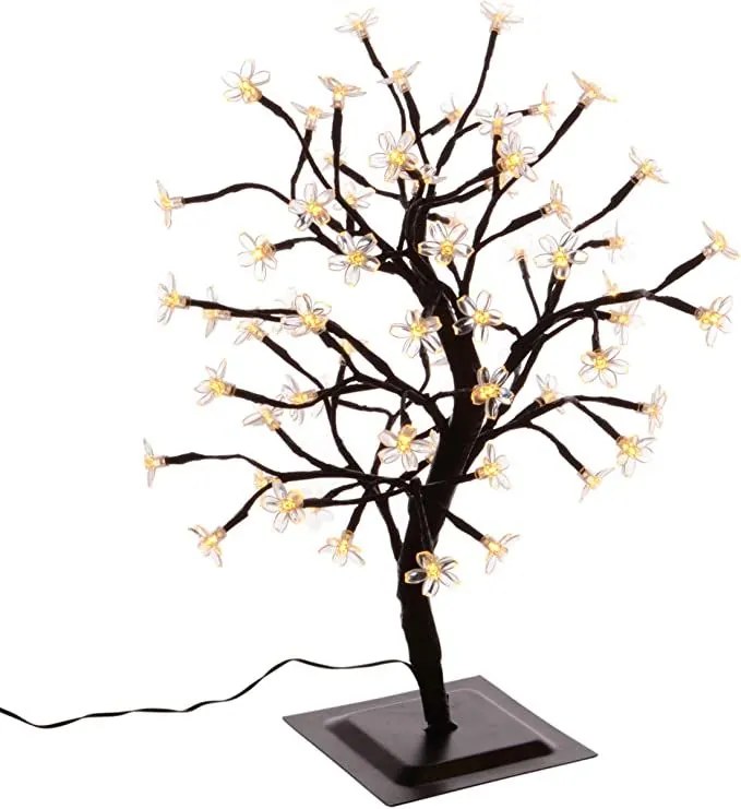 NEXOS Dekoratív fa virágokkal meleg fehér