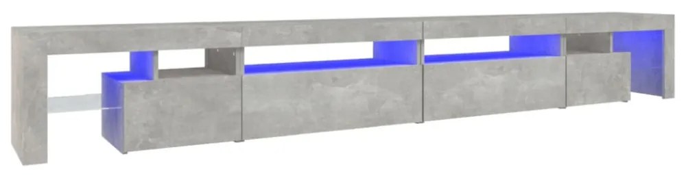betonszürke TV-szekrény LED-lámpákkal 290x36,5x40 cm