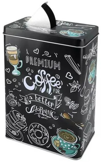 Coffee kávés fémdoboz kiöntővel - 18,5x8x12 cm
