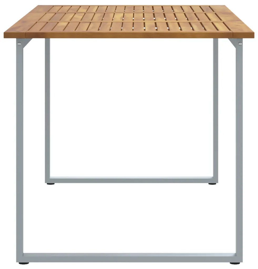 Kültéri Étkezőasztal Szürke 160x80x75 cm Acél és Szilárd Akácfa