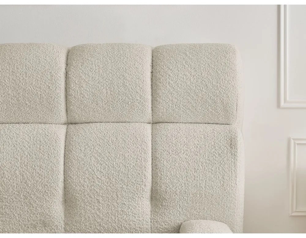 Bézs kárpitozott ágyneműtartós franciaágy ágyráccsal 160x200 cm Mont Blanc – Bobochic Paris