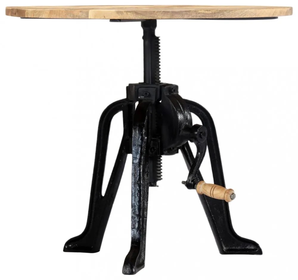 tömör mangófa és öntöttvas kisasztal 60 x (46-63) cm