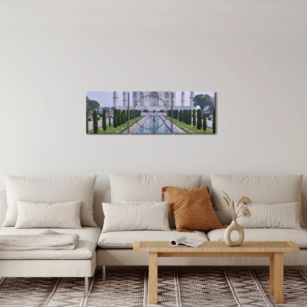 Kép - Taj Mahal napkeltekor (órával) (90x30 cm)