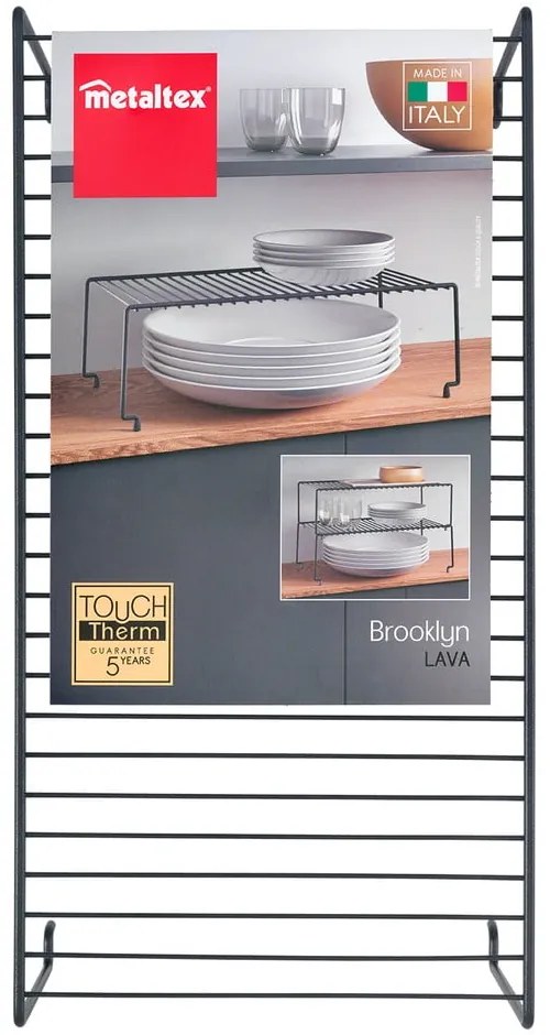 Brooklyn Lava fekete kiegészítő konyhai polc - Metaltex
