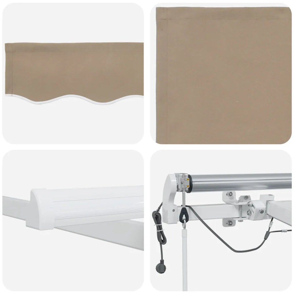 Automatikus Behúzható Napellenző LED-del Bézs 450x300 cm