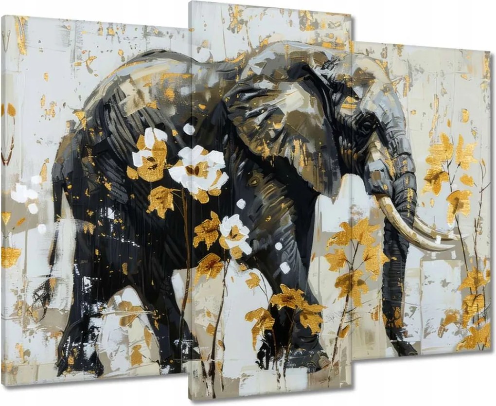 Vászonkép 90x70 Elefánt Absztrakt Arany ékezetek