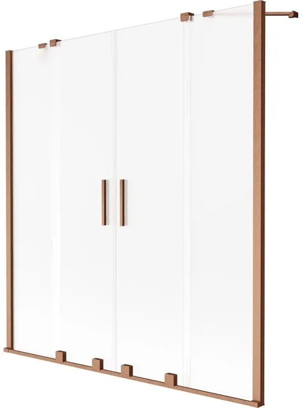 Mexen Velar Duo, 2 szárnyas eltolható kádparaván 150 x 150 cm, 8 mm-es mattüveg, rézmatt, 896-150-000-32-65