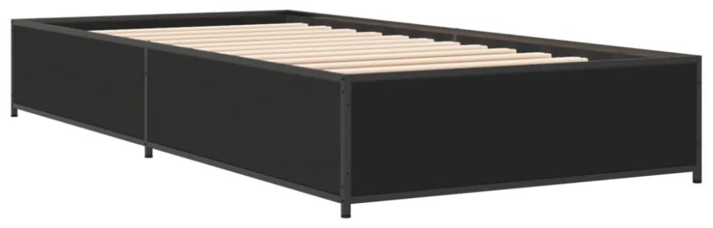fekete szerelt fa és fém ágykeret 100 x 200 cm