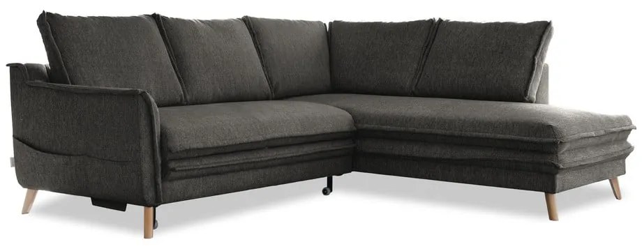 Sötétszürke kinyitható sarokkanapé (jobb oldali) Charming Charlie – Miuform