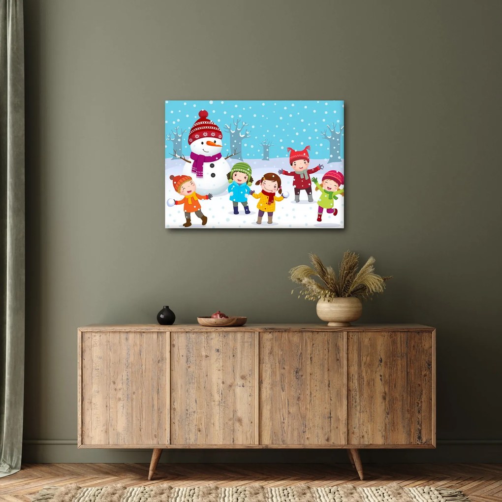 Kép - Téli gyerekes mulatságok (70x50 cm)