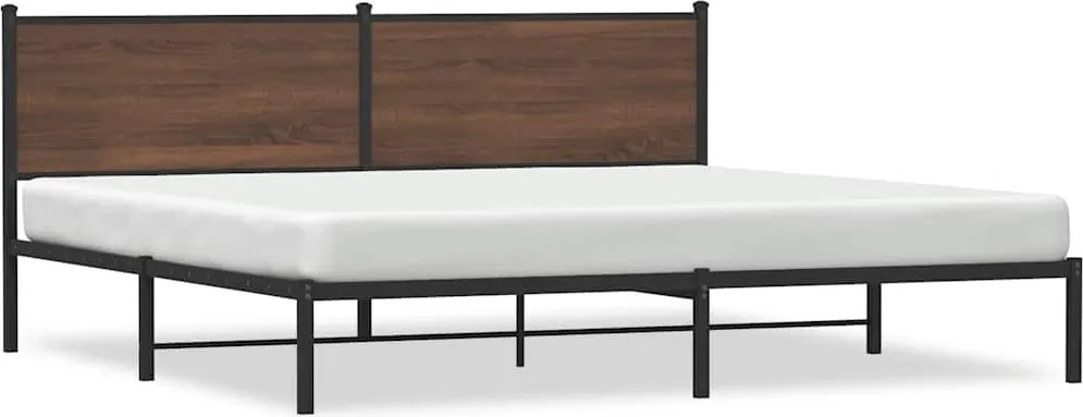 vidaXL barna tölgy színű fém ágykeret matrac nélkül 193 x 203 cm