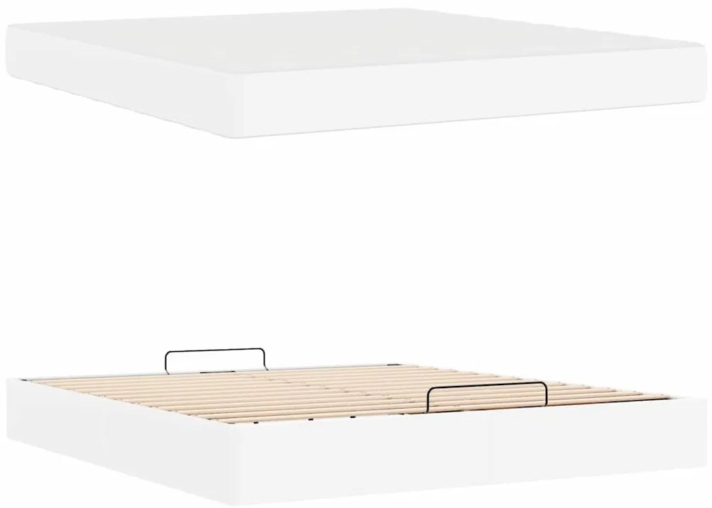 Ágykeret matraccal matracmal Tiszta fehér 180 x 200 cm Műbőr