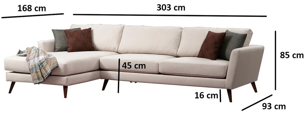 Sarokkanapé  Monica (B) (bézs + barna). 1072251