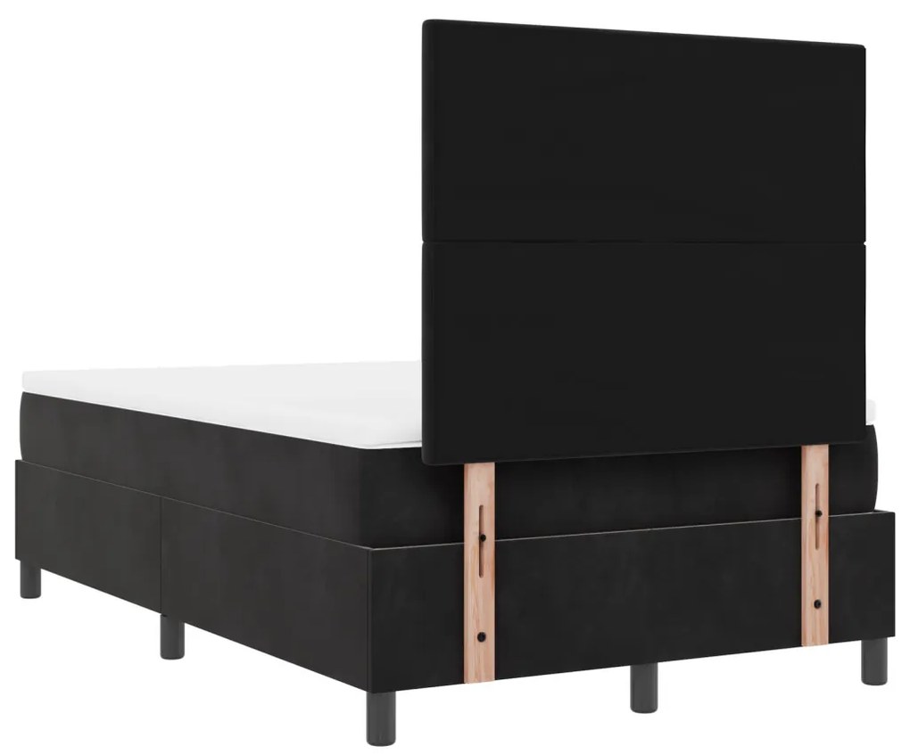 Boxspring Ágy Mattal Fekete Kicsi Dupla Bársony
