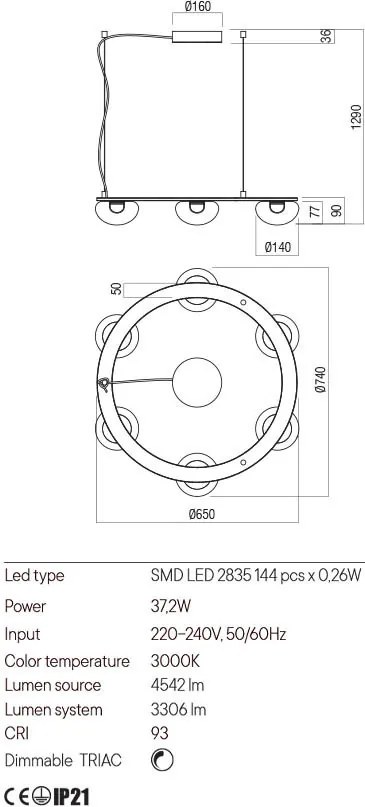 REDO 01-3248 SINCLAIR Modern Függesztett Lámpa LED IP20