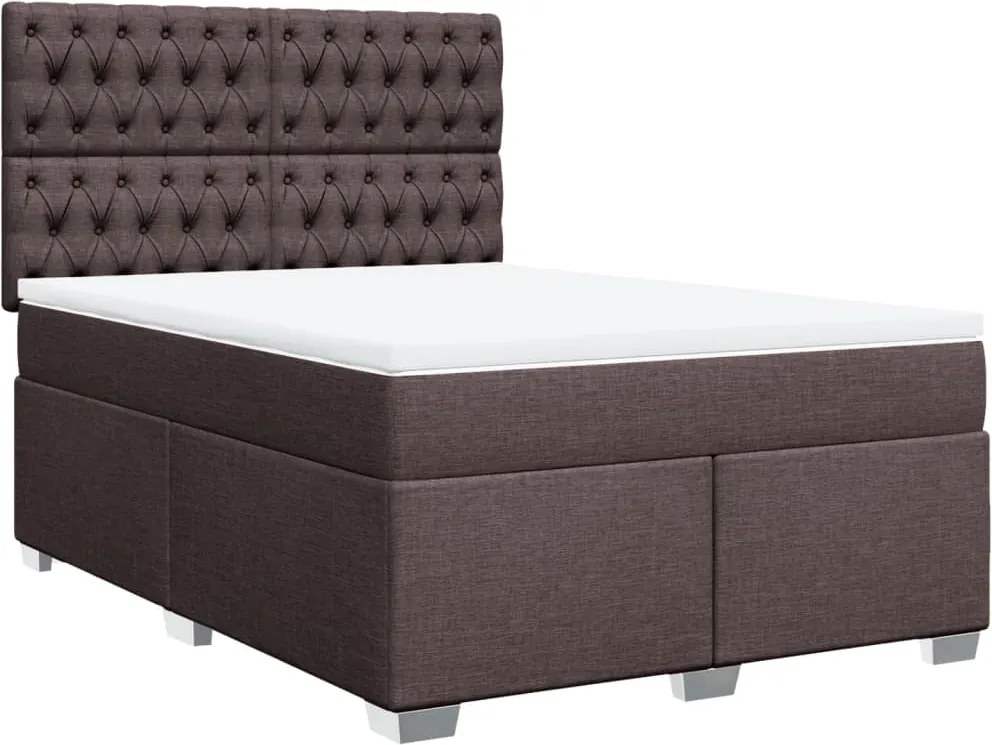 vidaXL sötétbarna szövet rugós ágy matraccal 140 x 190 cm