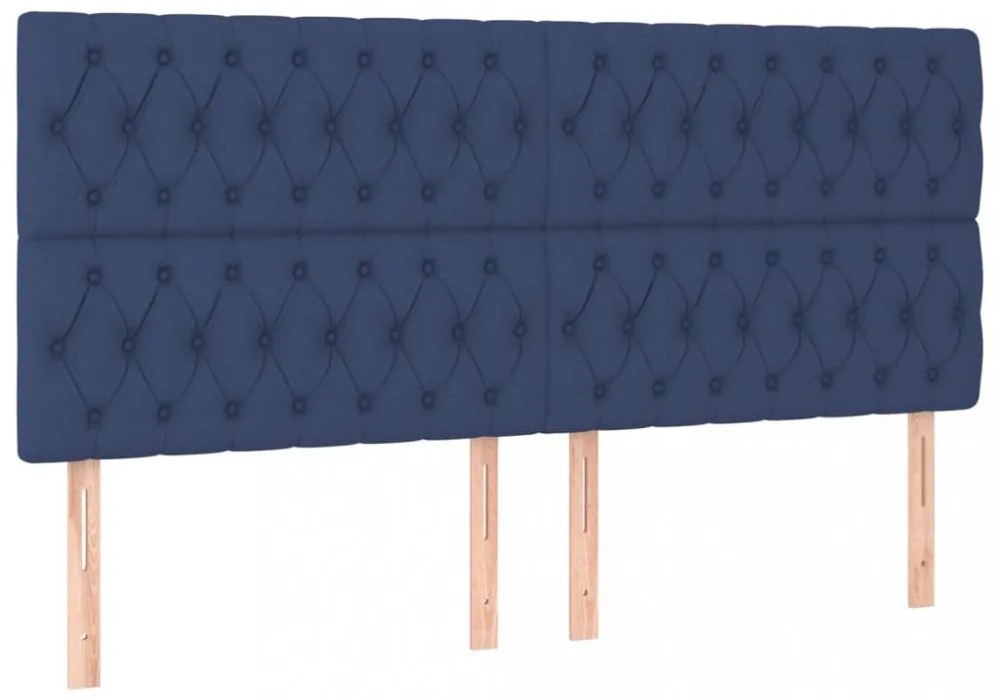 kék szövet LED-es fejtámla 200x7x118/128 cm