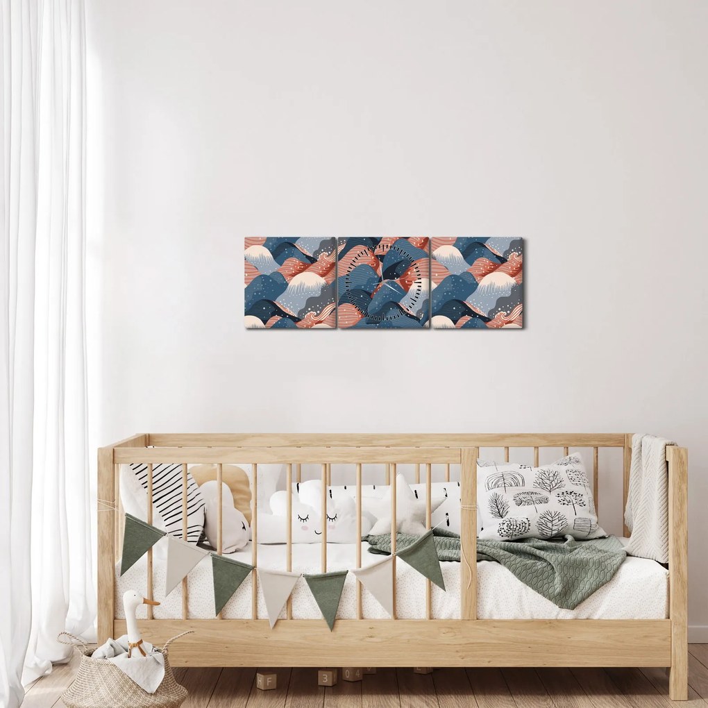 Kép - Hullámok és dombok (órával) (90x30 cm)
